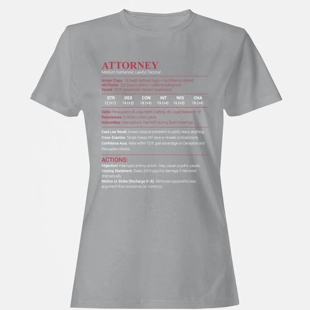 Attorney Stats Women's T-Shirt - Sport Grey - 15