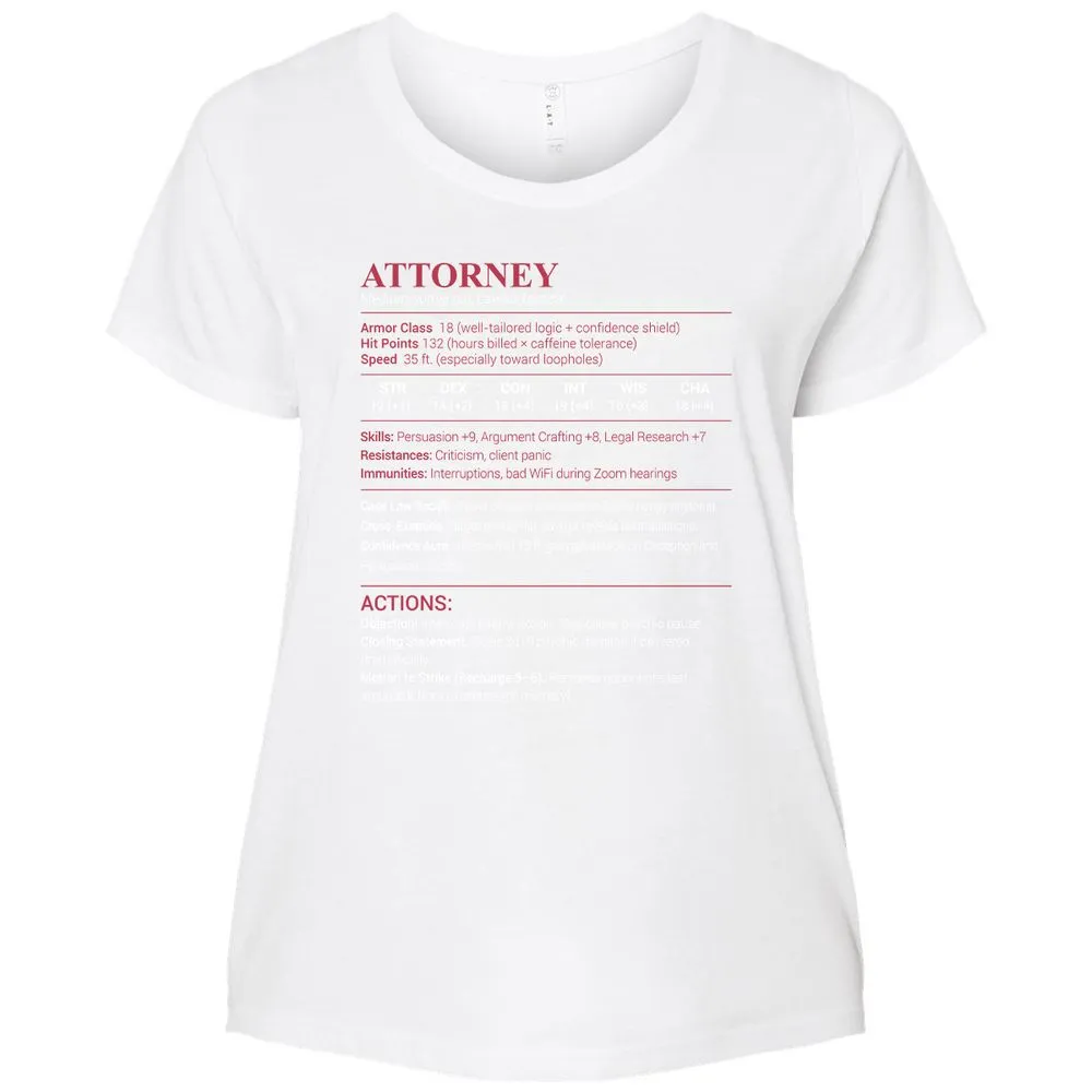 Attorney Stats Ladies Curvy Jersey - White - 6