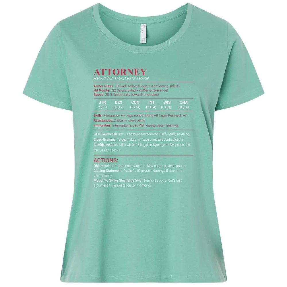 Attorney Stats Ladies Curvy Jersey - Saltwater - 7