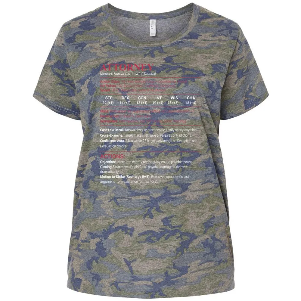Attorney Stats Ladies Curvy Jersey - Vintage Camo - 5