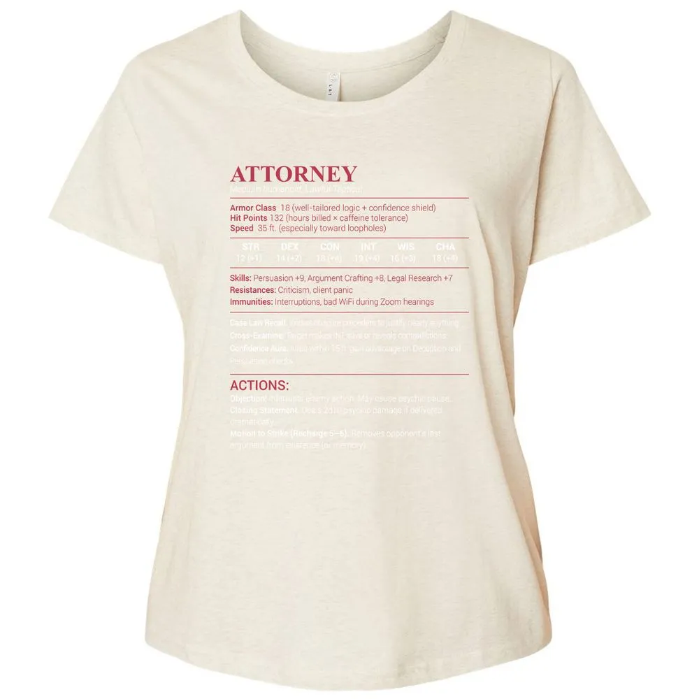 Attorney Stats Ladies Curvy Jersey - Natural Heather - 8