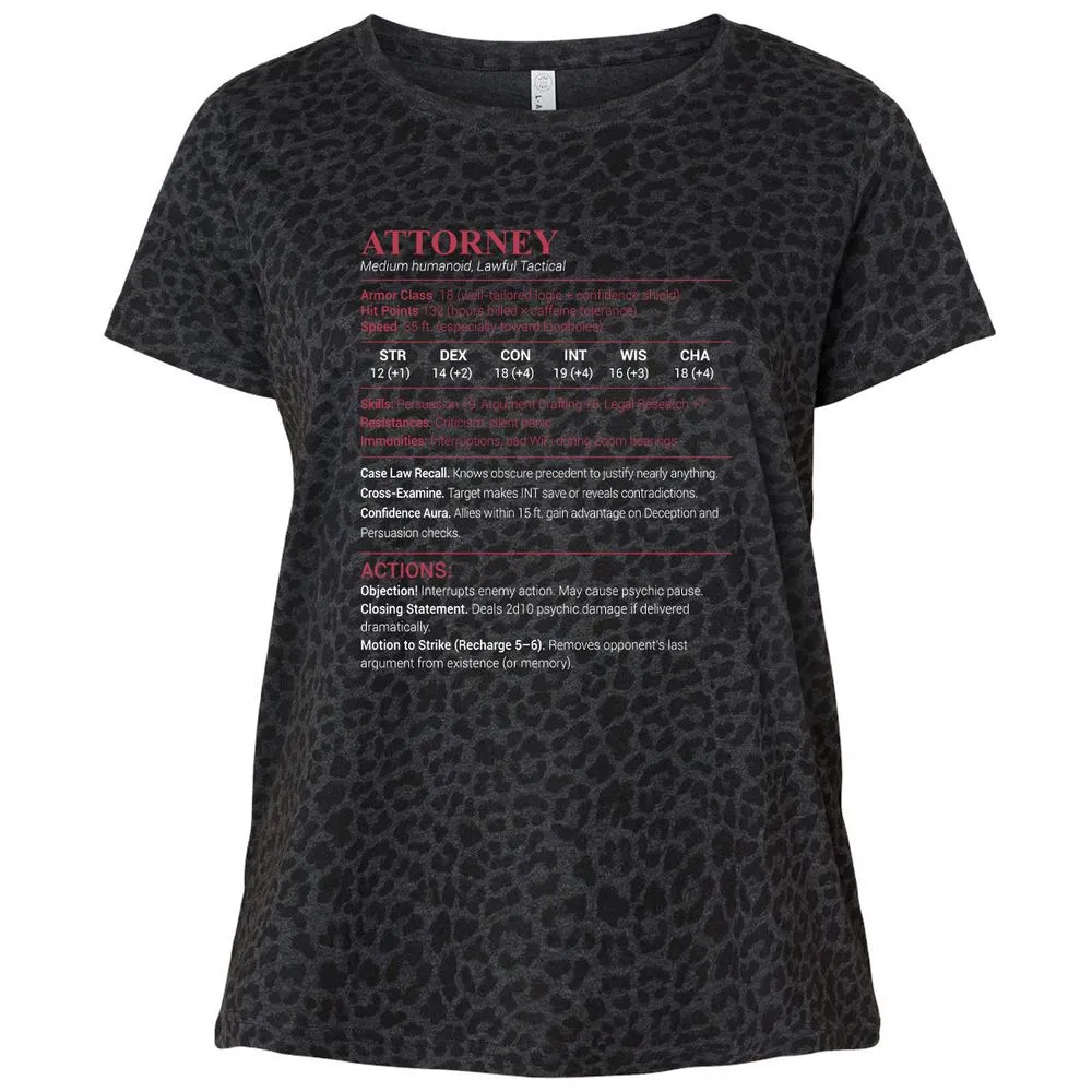 Attorney Stats Ladies Curvy Jersey - Black Leopard - 11