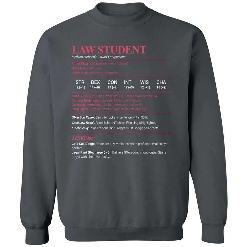 Law Student Classic Unisex Sweatshirt - Charcoal - 7