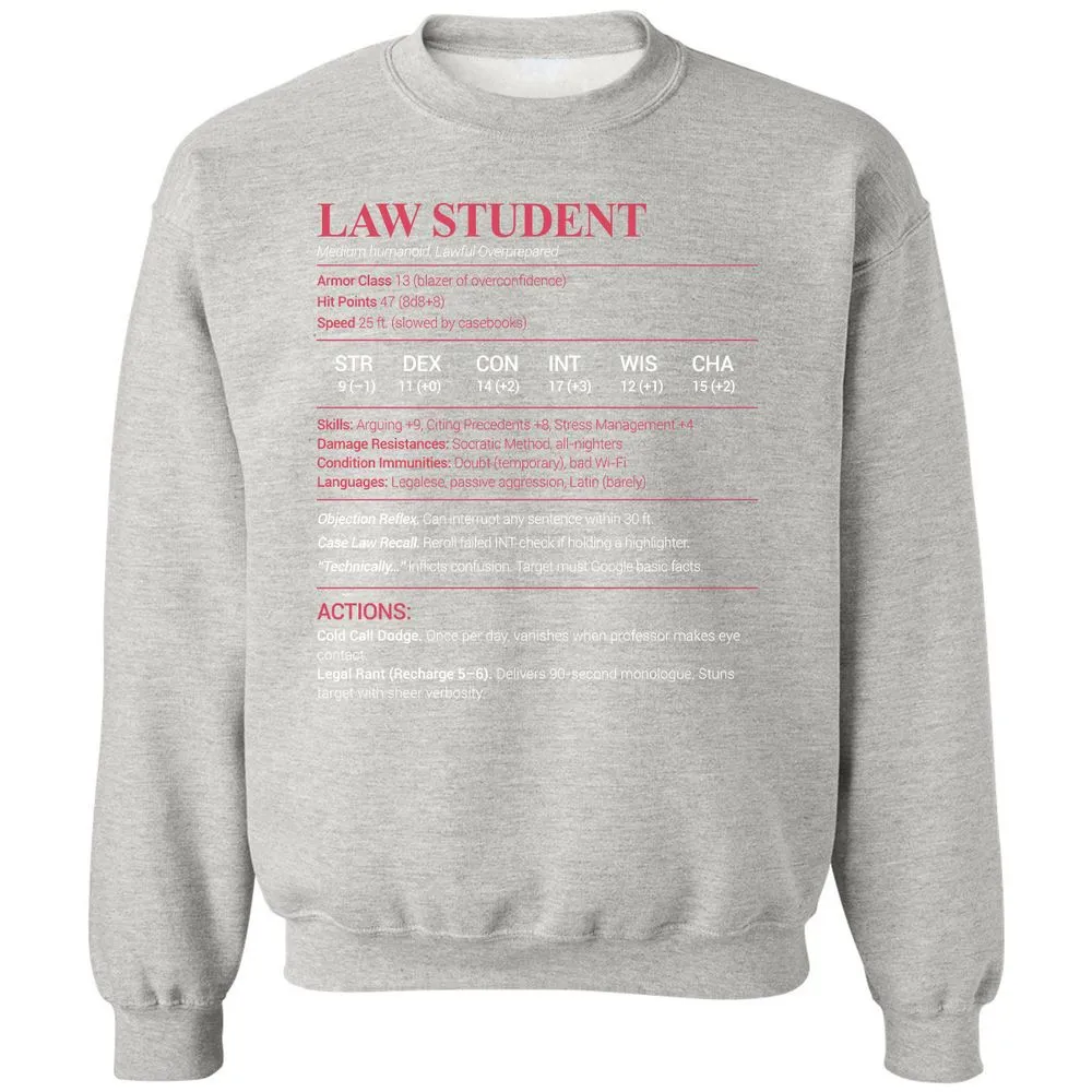 Law Student Classic Unisex Sweatshirt - Ash - 8