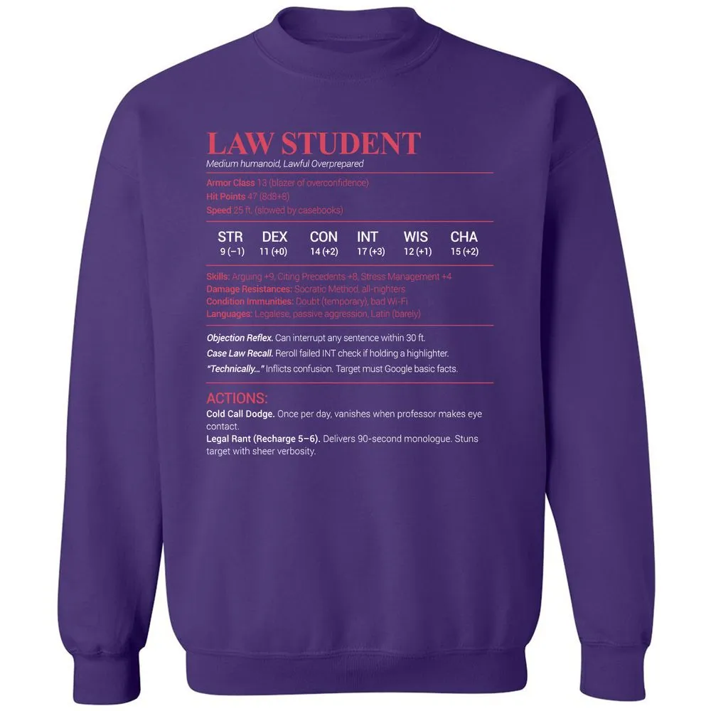 Law Student Classic Unisex Sweatshirt - Purple - 6