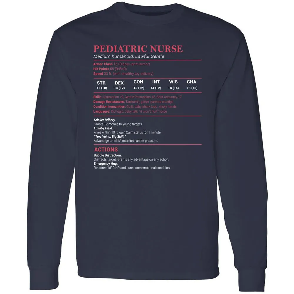 Pediatric Nurse Long Sleeve T-Shirt - Navy - 2