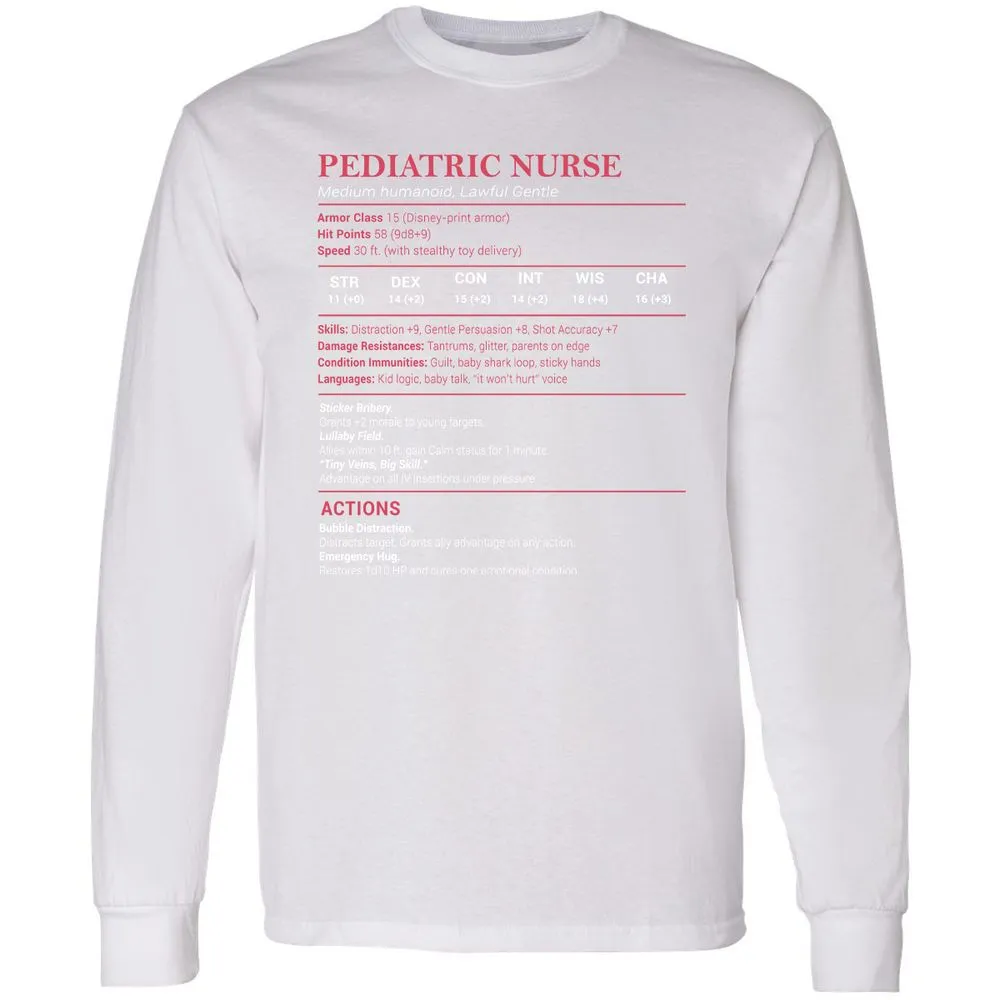 Pediatric Nurse Long Sleeve T-Shirt - White - 5