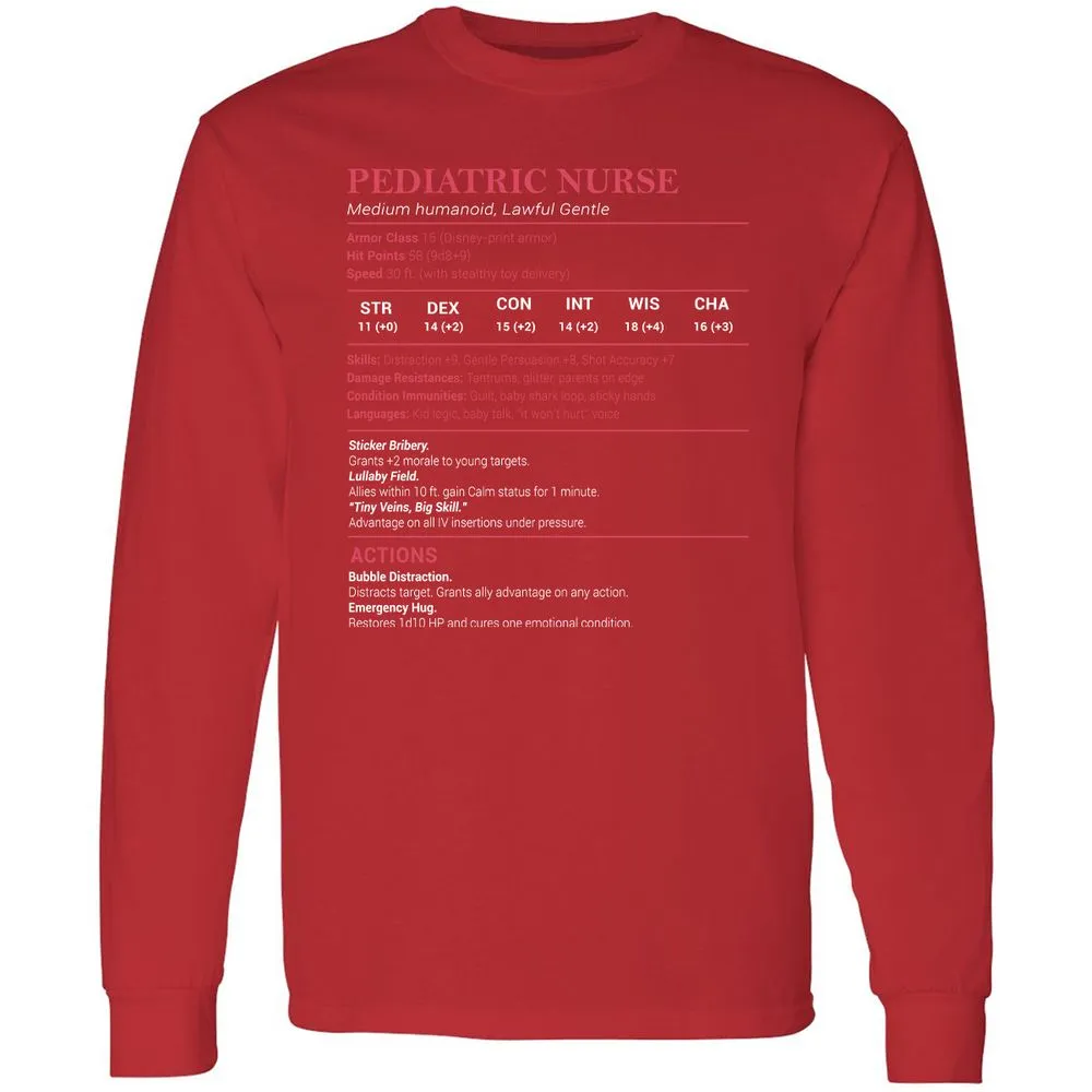 Pediatric Nurse Long Sleeve T-Shirt - Red - 14