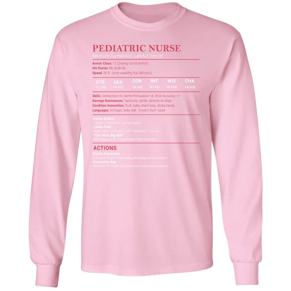 Pediatric Nurse Long Sleeve T-Shirt - Light Pink - 3
