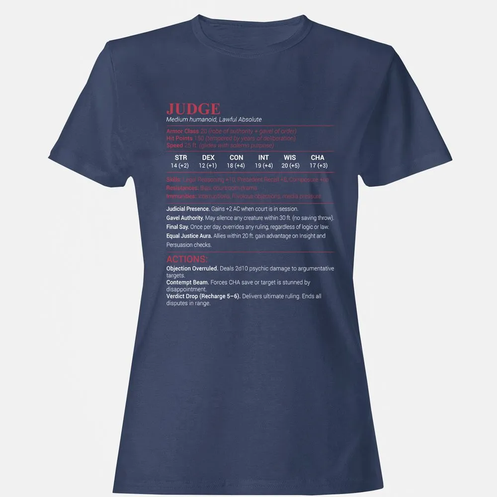 Judge Stats Women's T-Shirt - Navy - 10