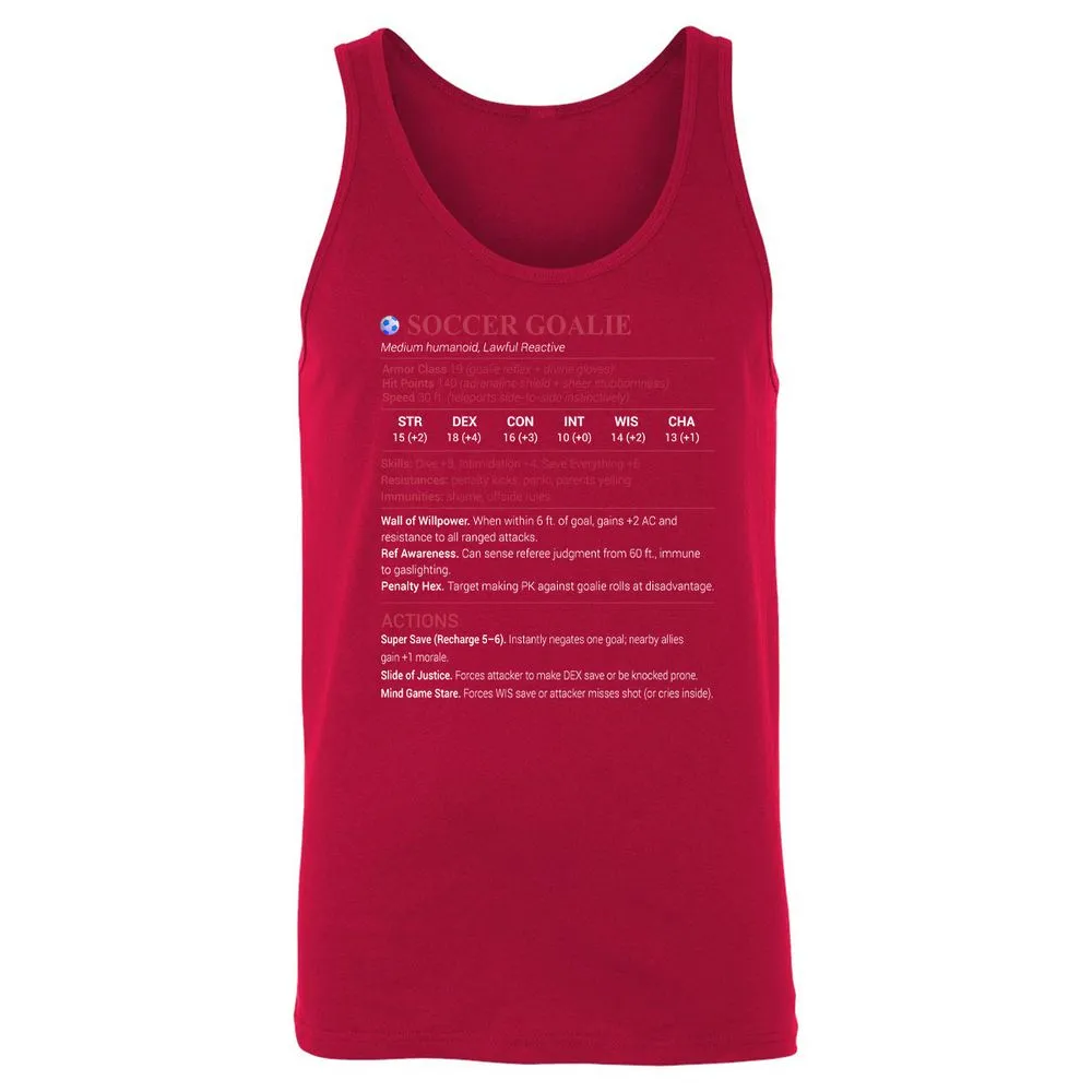 Soccer Goalie Unisex Jersey Tank - Red - 11
