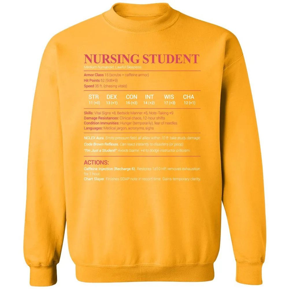 Nursing Student Classic Unisex Sweatshirt - Gold - 11