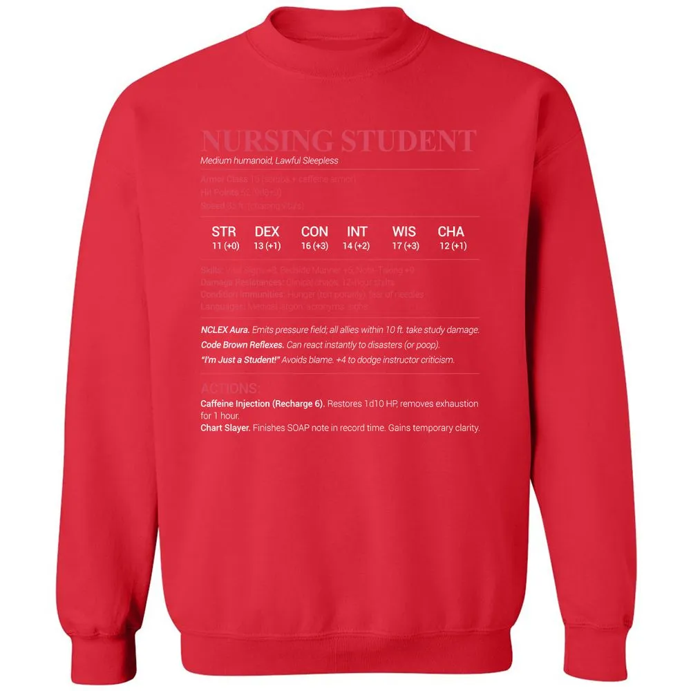 Nursing Student Classic Unisex Sweatshirt - Red - 5