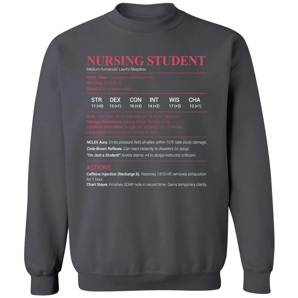 Nursing Student Classic Unisex Sweatshirt - Charcoal - 7