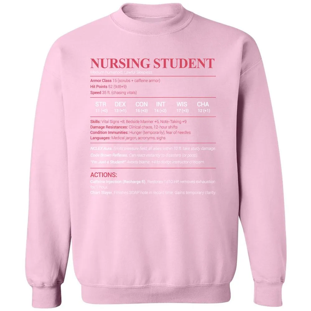 Nursing Student Classic Unisex Sweatshirt - Light Pink - 3
