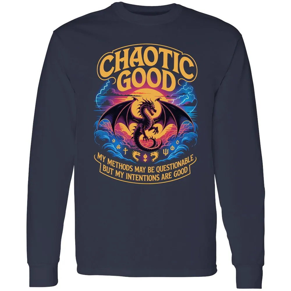 Chaotic Good Long Sleeve T-Shirt - Navy - 2