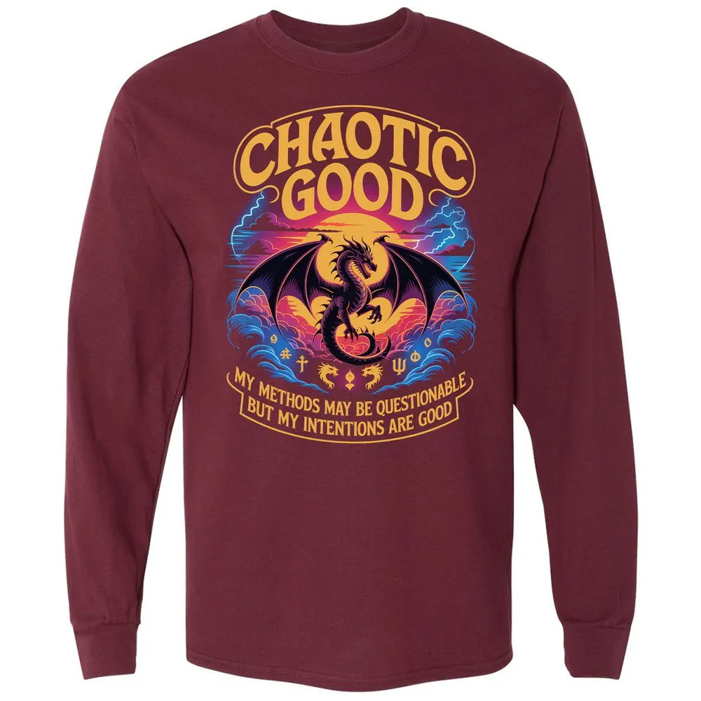 Chaotic Good Long Sleeve T-Shirt - Maroon - 11