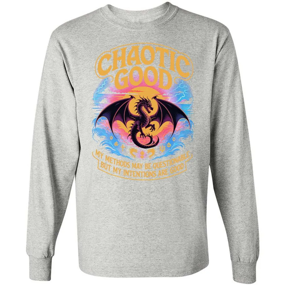 Chaotic Good Long Sleeve T-Shirt - Ash - 7