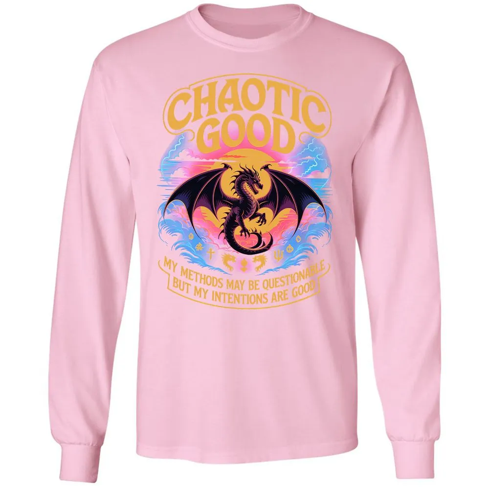 Chaotic Good Long Sleeve T-Shirt - Light Pink - 3