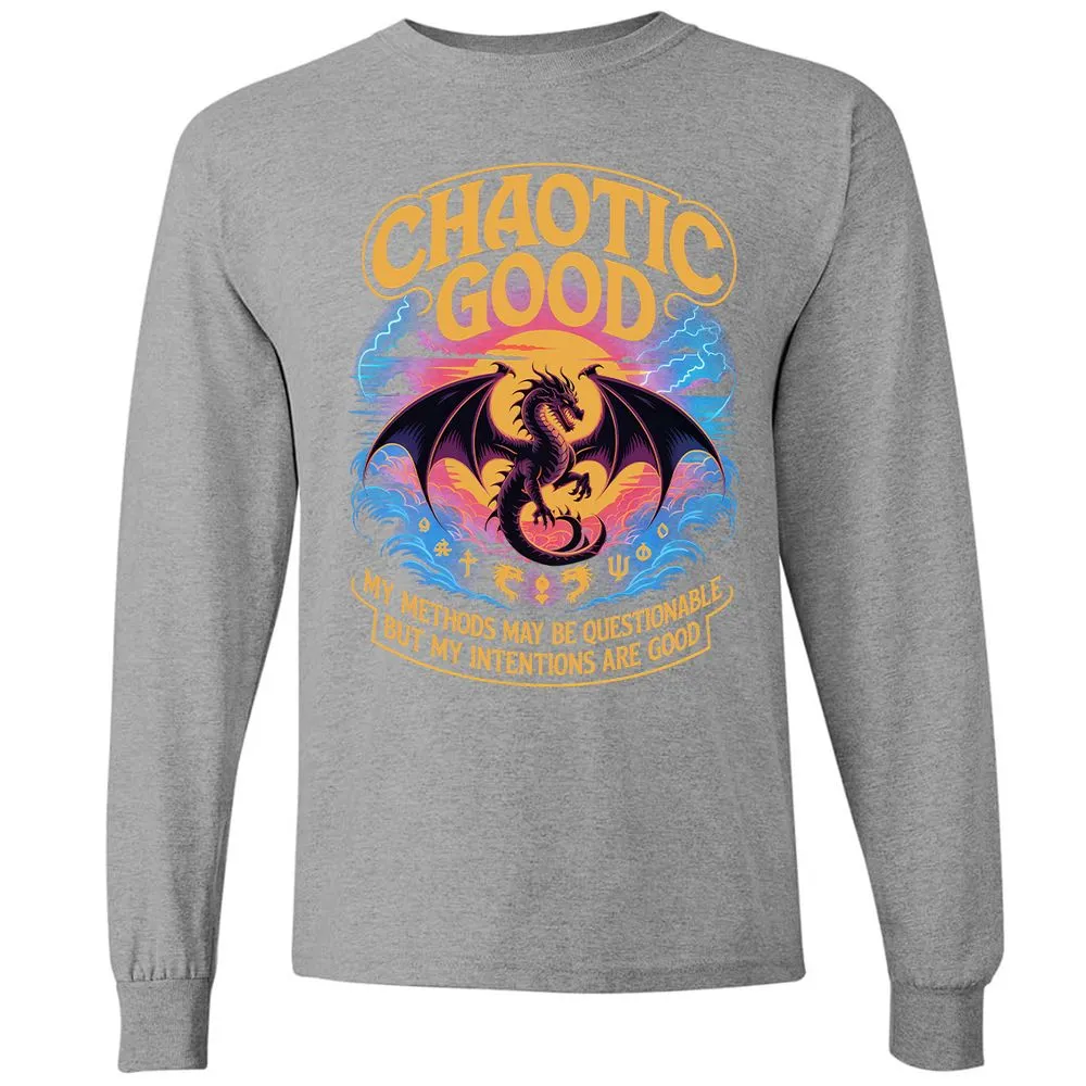Chaotic Good Long Sleeve T-Shirt - Graphite Heather - 6