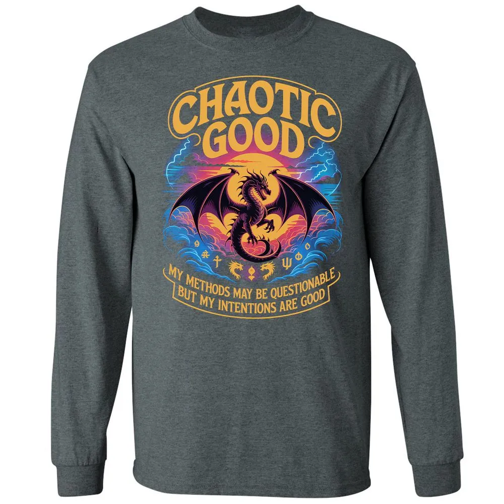 Chaotic Good Long Sleeve T-Shirt - Dark Heather - 15