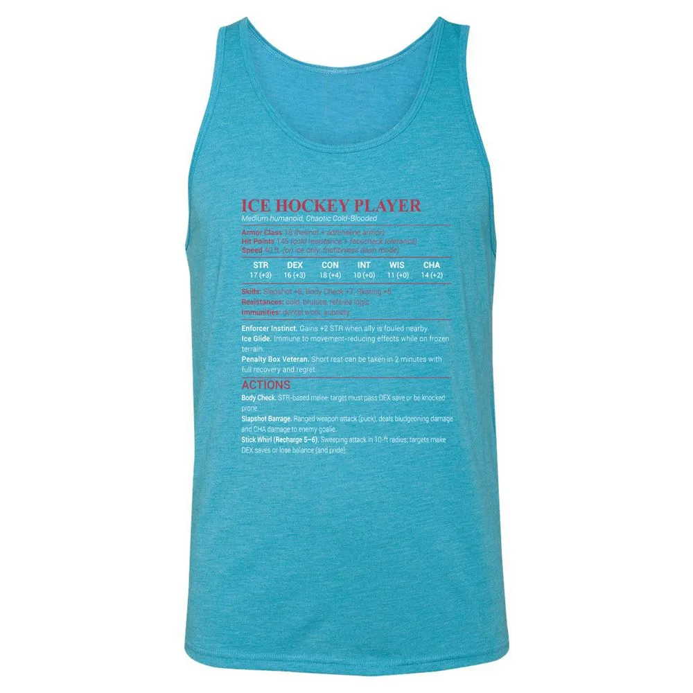 Ice Hockey Player Unisex Jersey Tank - Aqua Triblend - 3