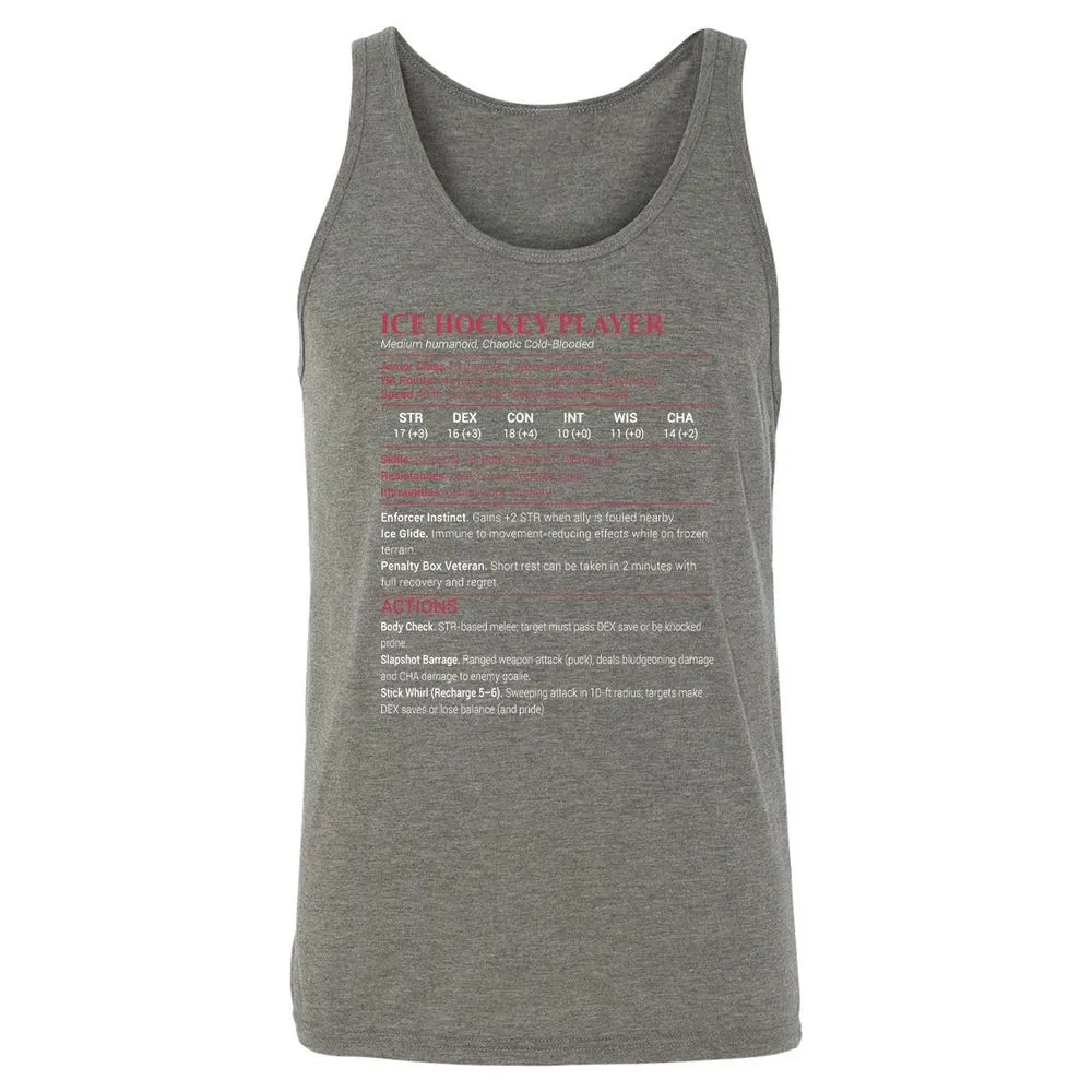 Ice Hockey Player Unisex Jersey Tank - Grey Triblend - 8