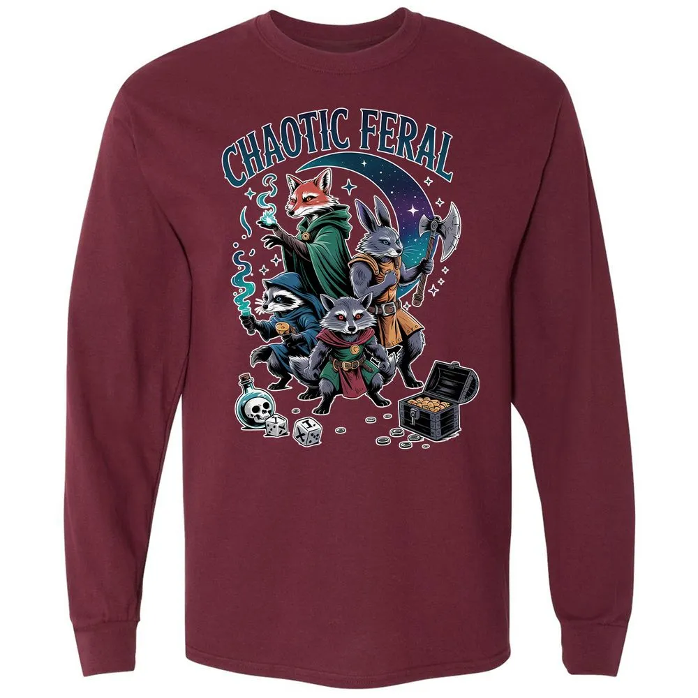 Chaotic Feral Long Sleeve T-Shirt - Maroon - 11