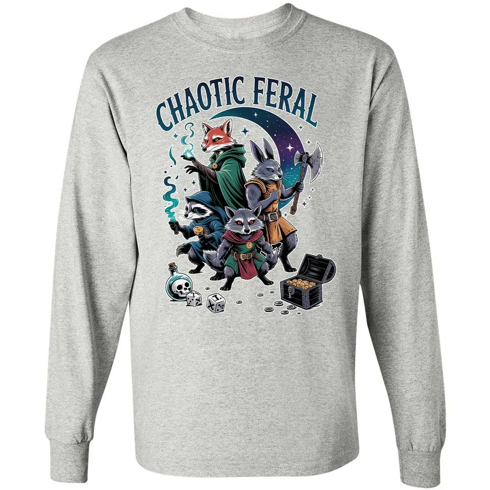 Chaotic Feral Long Sleeve T-Shirt - Ash - 7