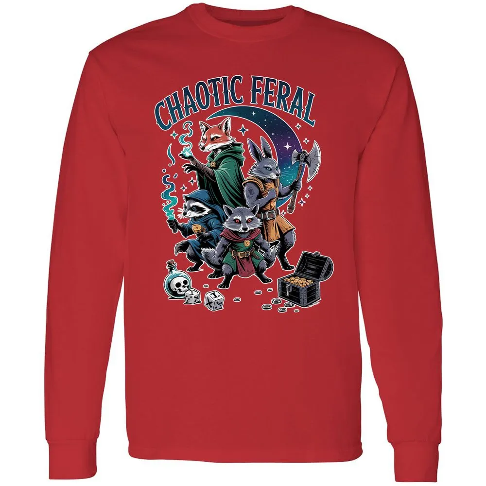 Chaotic Feral Long Sleeve T-Shirt - Red - 14