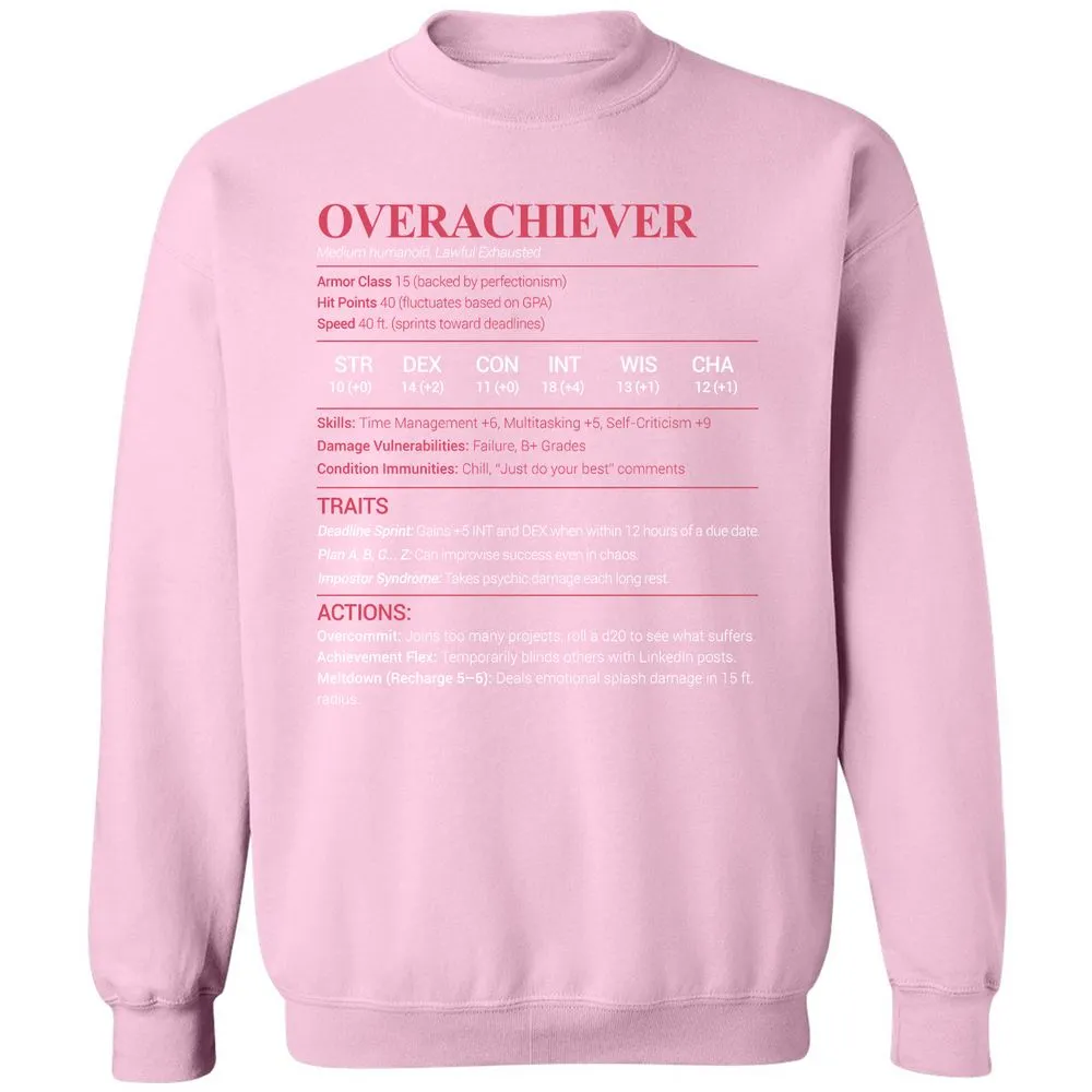 Overachiever Classic Unisex Sweatshirt - Light Pink - 3