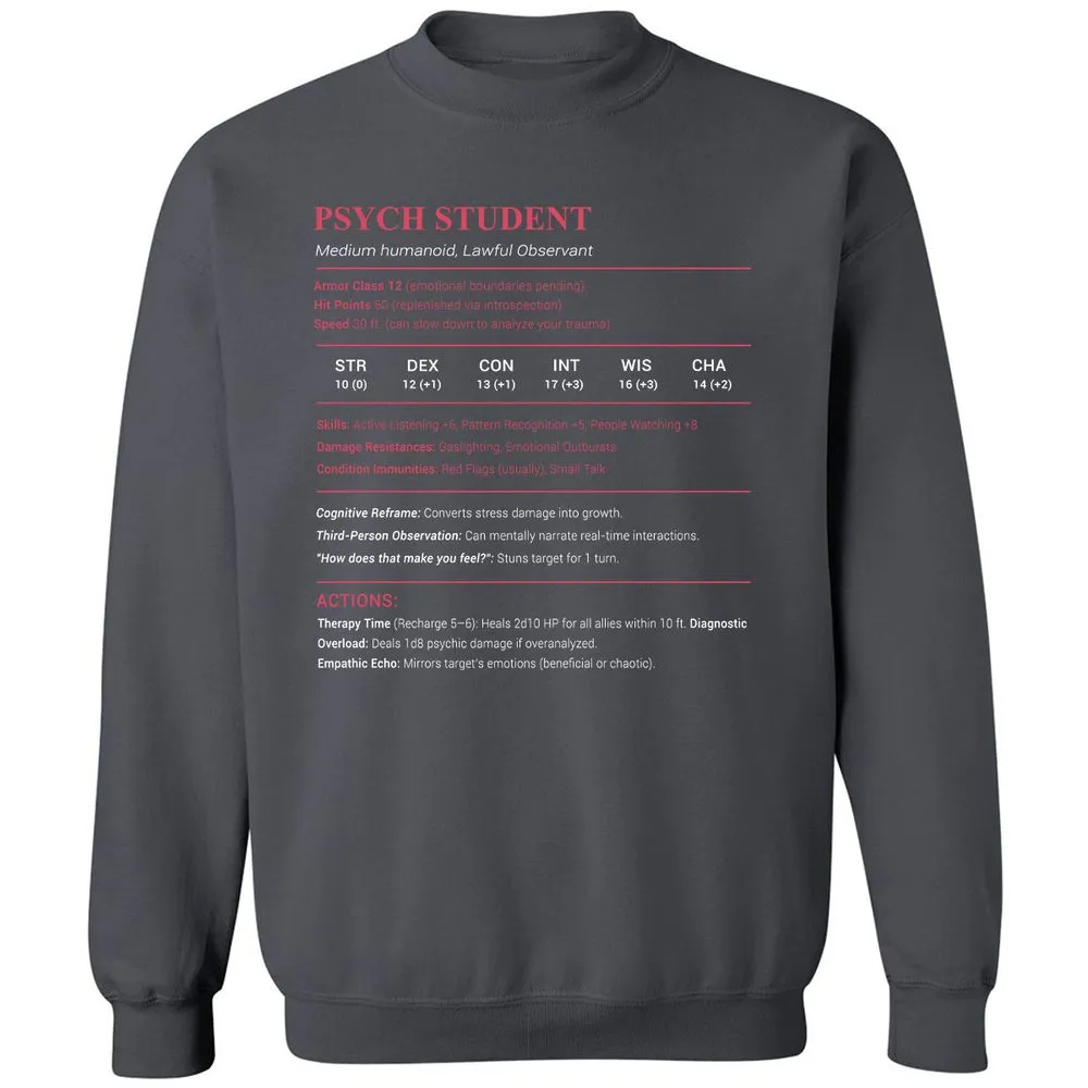 Psych Student Classic Unisex Sweatshirt - Charcoal - 7