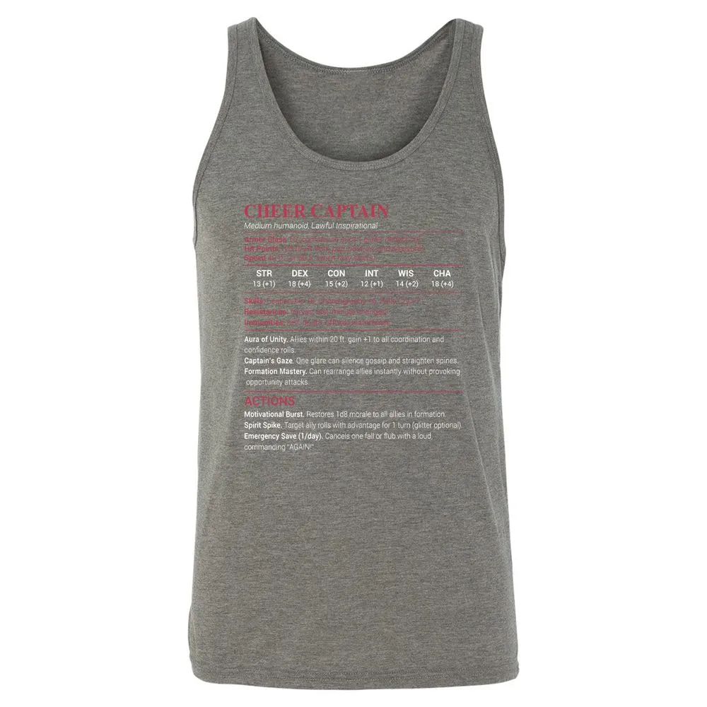 Cheer Captain Unisex Jersey Tank - Grey Triblend - 8
