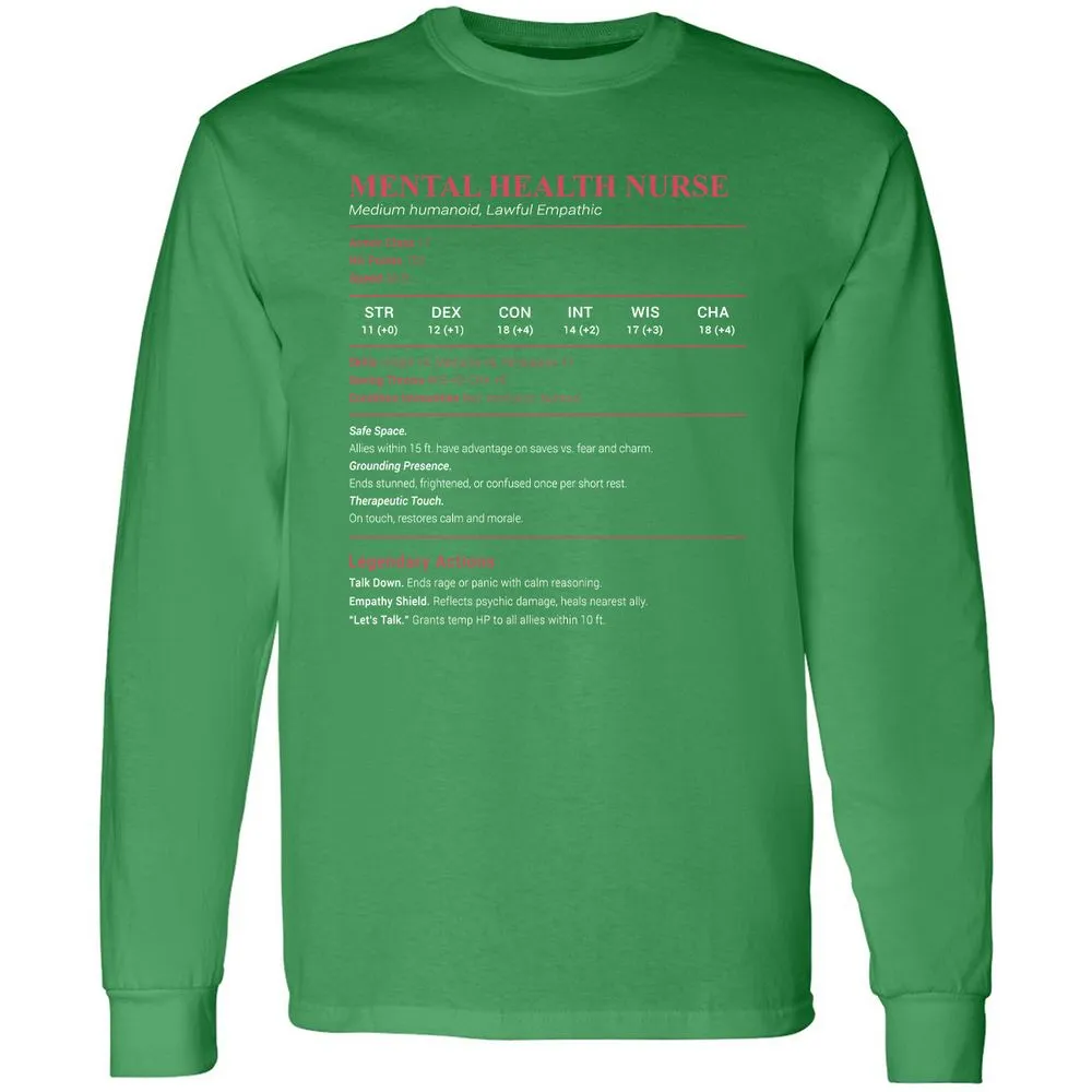 Mental Health Nurse Stats Long Sleeve T-Shirt - Irish Green - 10