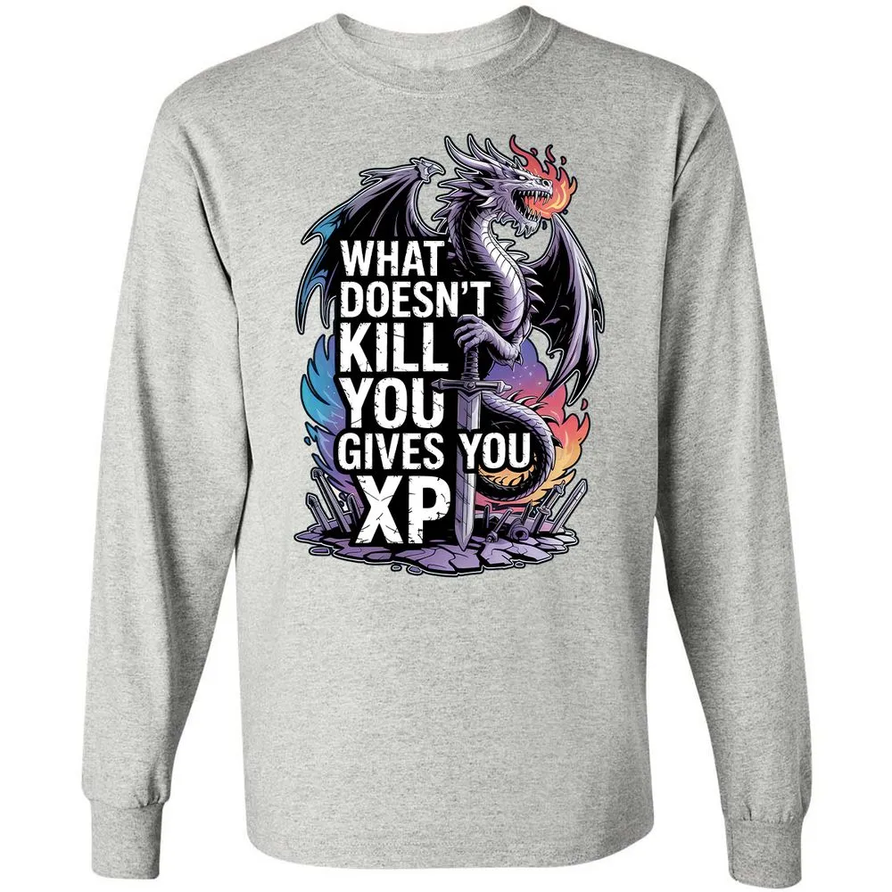 What Doesn't Kill You Dragon Long Sleeve T-Shirt - Ash - 7