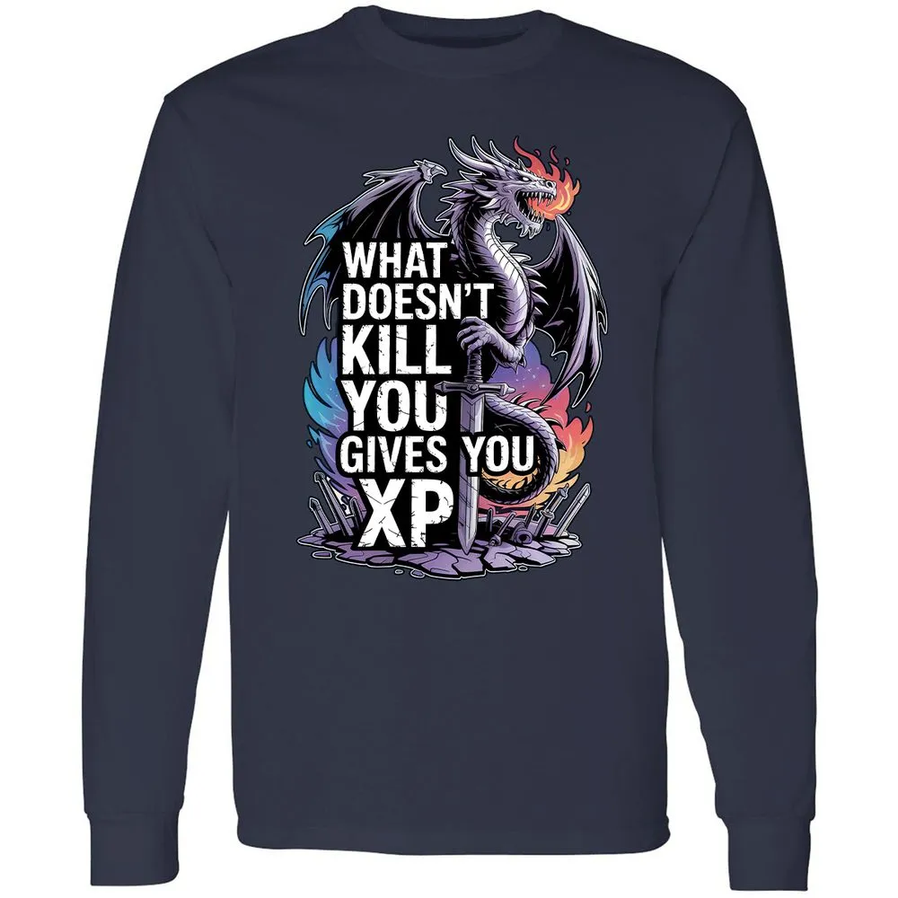 What Doesn't Kill You Dragon Long Sleeve T-Shirt - Navy - 2