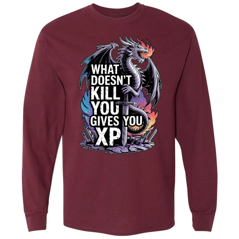 What Doesn't Kill You Dragon Long Sleeve T-Shirt - Maroon - 11