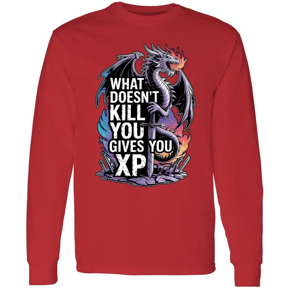 What Doesn't Kill You Dragon Long Sleeve T-Shirt - Red - 14