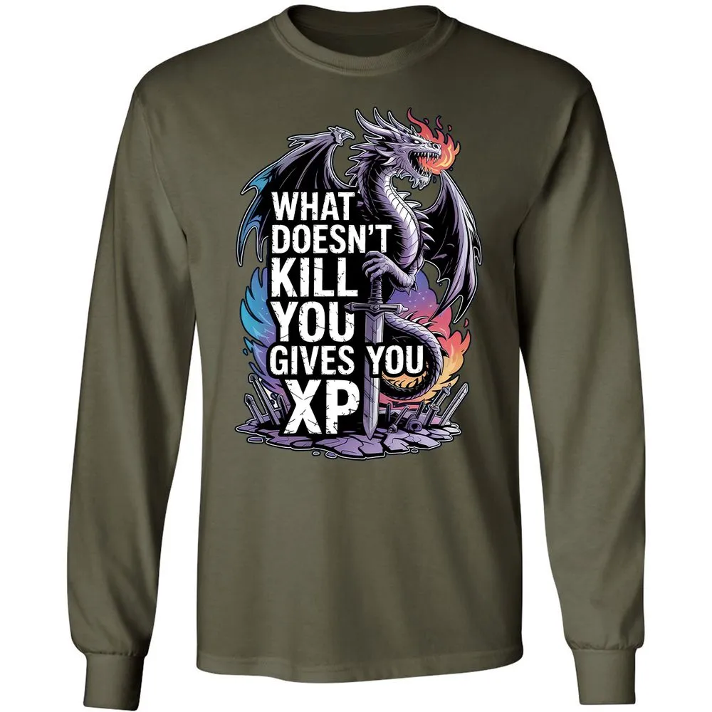What Doesn't Kill You Dragon Long Sleeve T-Shirt - Military Green - 16