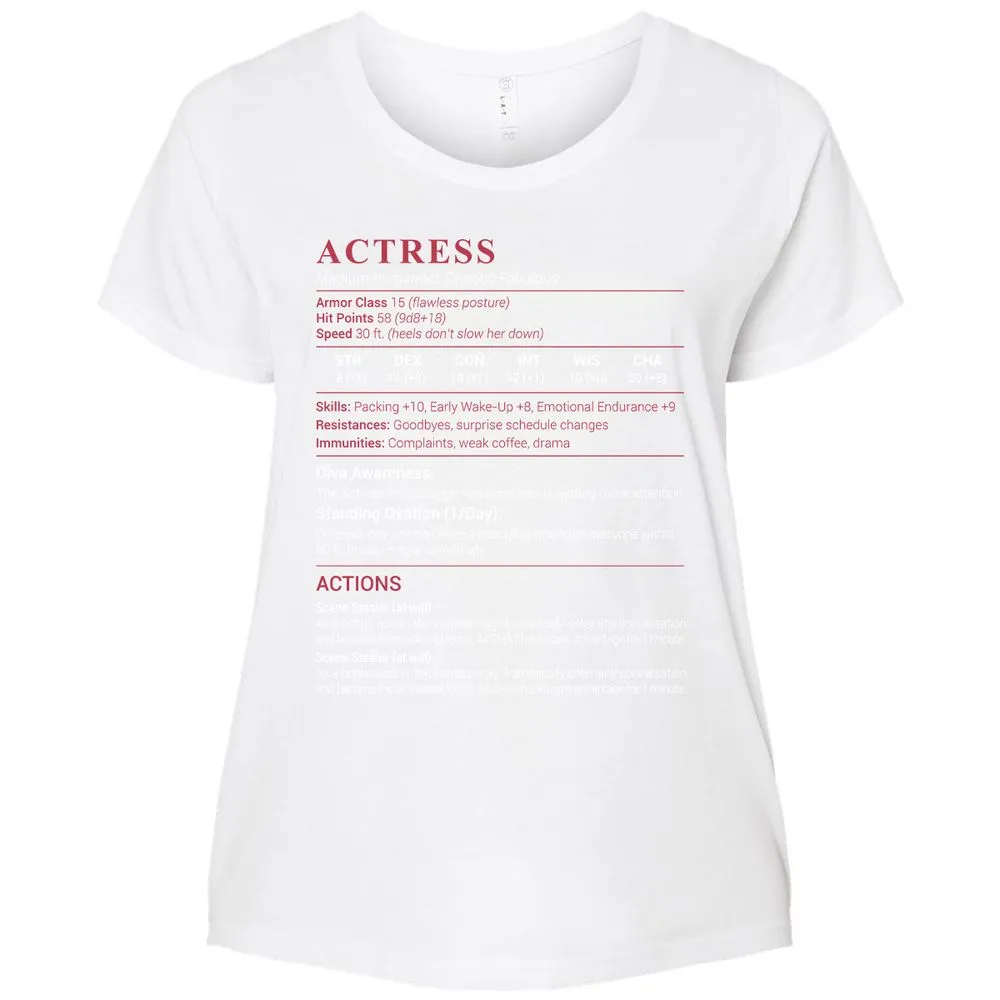 Actress Stats Ladies Curvy Jersey - White - 6