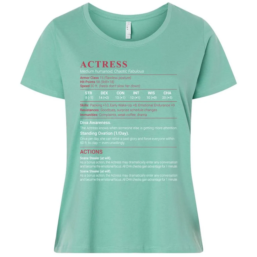 Actress Stats Ladies Curvy Jersey - Saltwater - 7