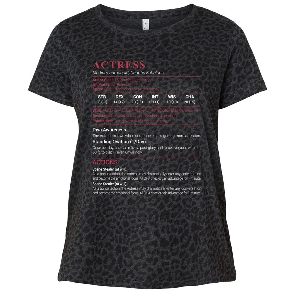 Actress Stats Ladies Curvy Jersey - Black Leopard - 11