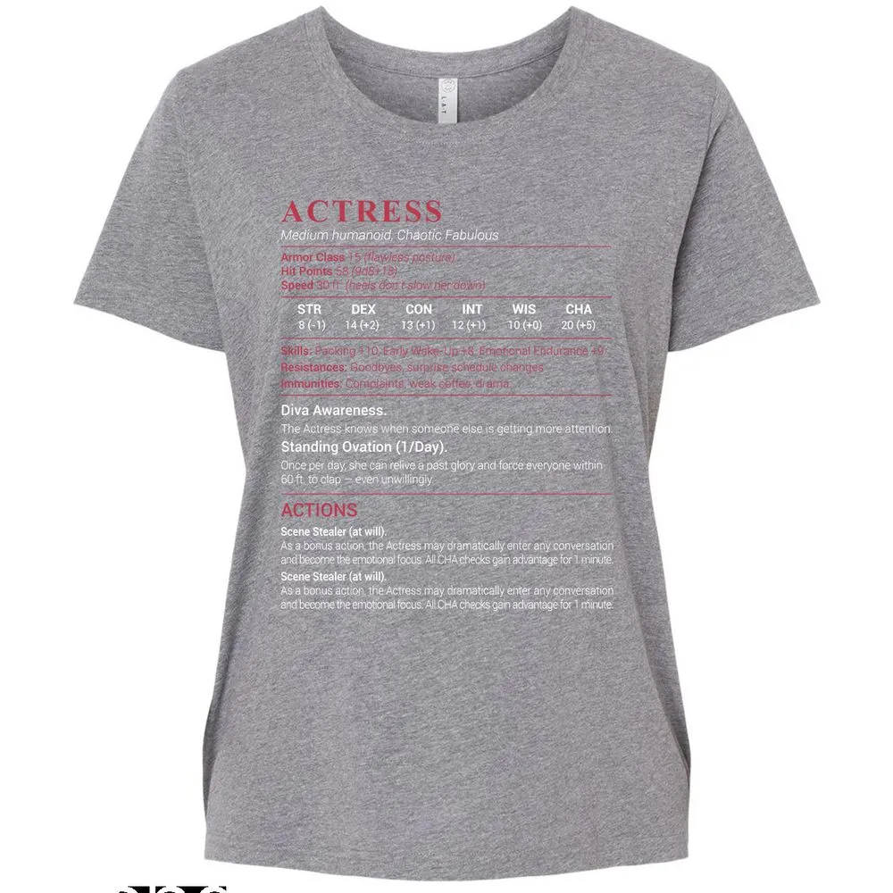 Actress Stats Ladies Curvy Jersey - Granite Heather - 9