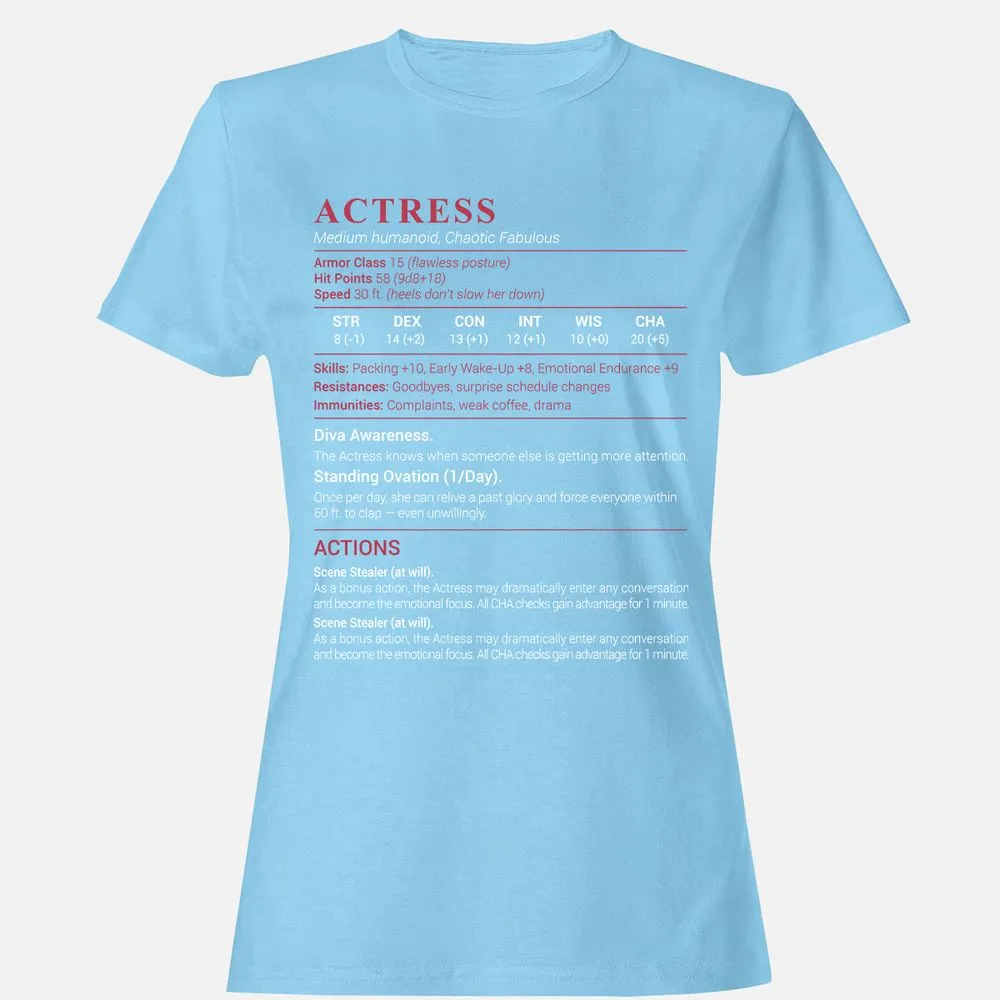 Actress Stats Women's T-Shirt - Light Blue - 8