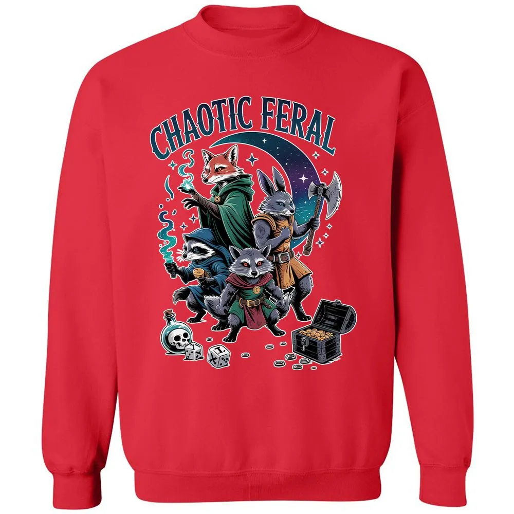 Chaotic Feral Classic Unisex Sweatshirt - Red - 5