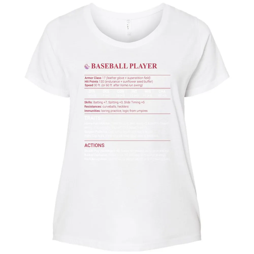 Baseball Player Ladies Curvy Jersey - White - 6