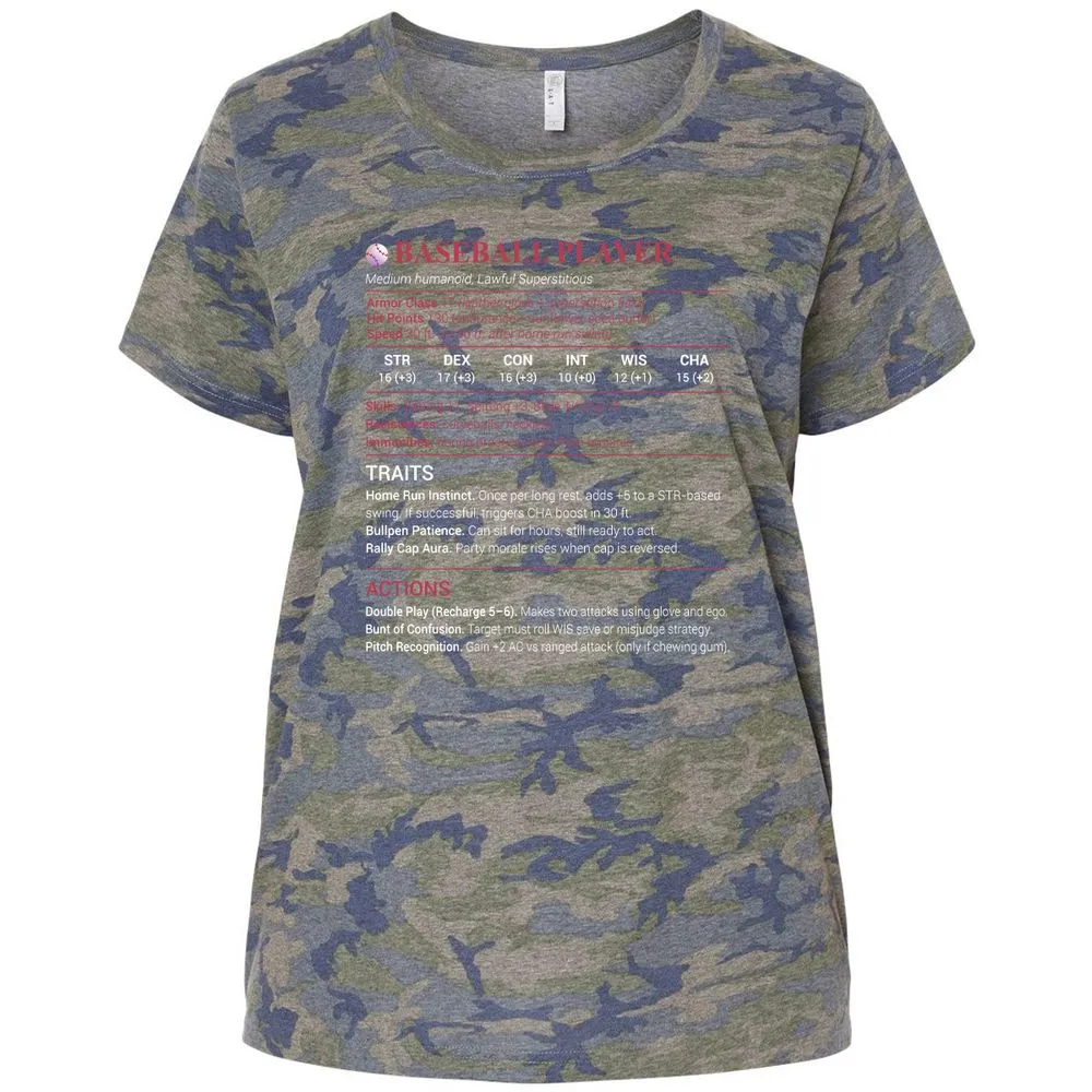 Baseball Player Ladies Curvy Jersey - Vintage Camo - 5