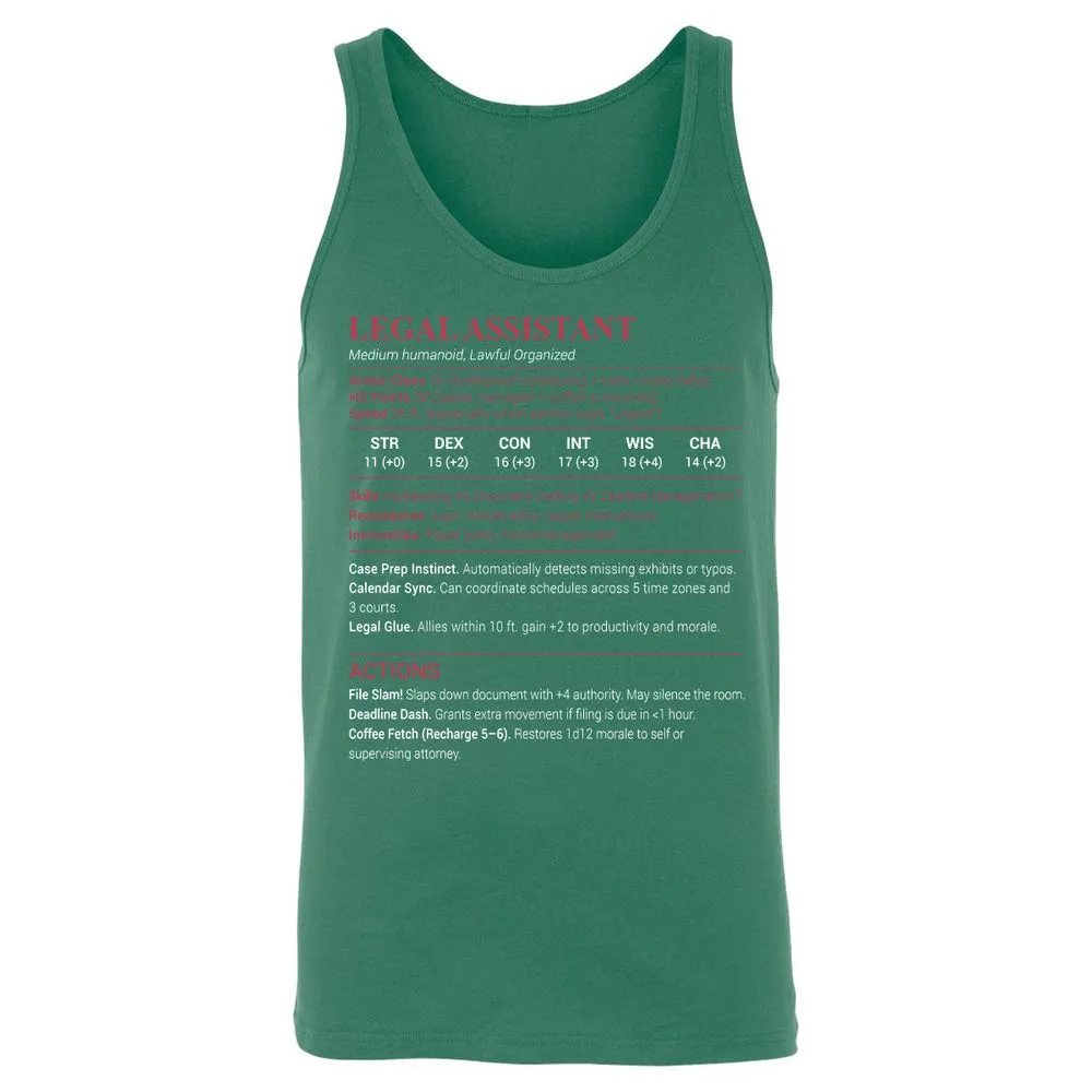 Legal Assistant Unisex Jersey Tank - Kelly - 9
