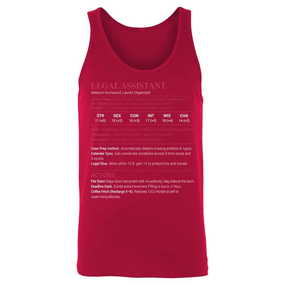 Legal Assistant Unisex Jersey Tank - Red - 11