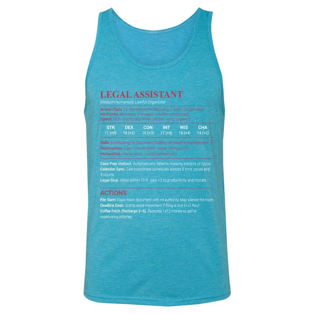 Legal Assistant Unisex Jersey Tank - Aqua Triblend - 3